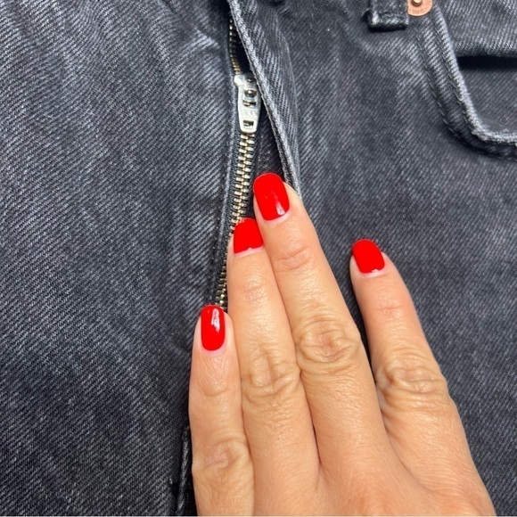 Zara High Waisted Distressed Ripped Knee Wide Leg Full Length Jeans In Black - Picture 5 of 11